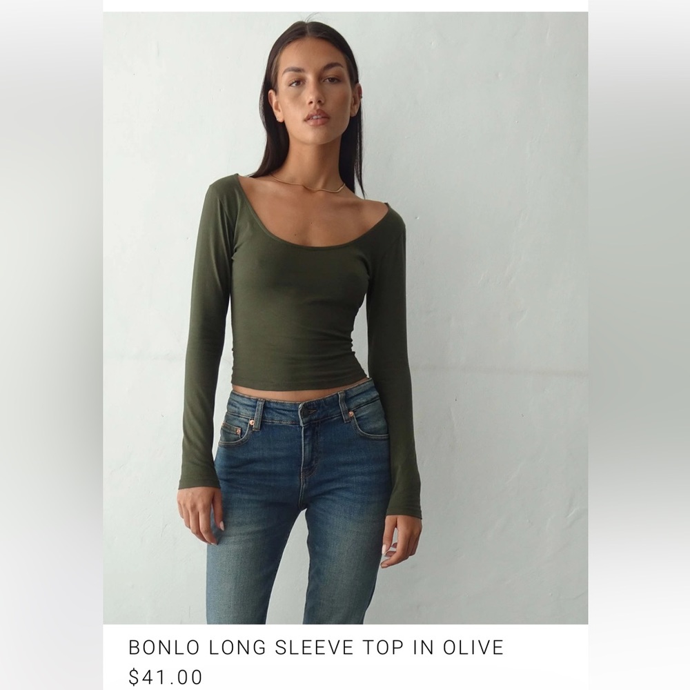 Motel Rocks Bonlo Long Sleeve Top in Olive